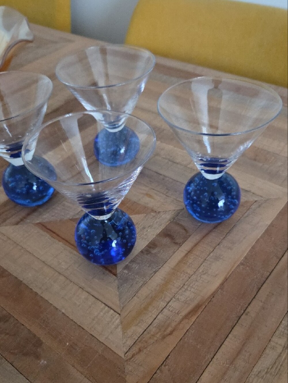 Blue-Base Bubble Ball Controlled Bubbles Martini Glasses - 3 oz. Set of 4 - Picture 7 of 14